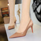 💎 50% DE RÉDUCTION ! 👠 Escarpins Stiletto Vernis Bout Pointu – Cuir Verni & Caoutchouc – Bride Arrière for Femme