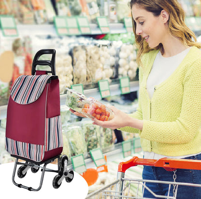 🛒 -50% ! 🏙️ Chariot Pliable Portable Grande Capacité – Roues Rotatives Escaliers – Métal 63×52×33 cm – Courses, Déménagement et Livraison 💪