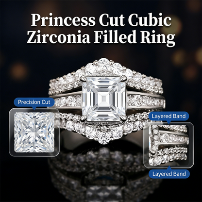 💍 PROMO LIMITÉE -50% ! ✨ Bague Femme Taille Princesse Zircone Cubique – Pavé Micro-Serti, Anneau Multi-Couches, Éclat Brillant · US 5–11 · Fiançailles & Anniversaire 💥