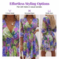 🌸💥 PROMO FLASH 50% ! Robe Trapèze Florale Col V – Légère, Smockée, Ourlet Volanté, 4 Couleurs, Tailles S-2XL, Idéale Été & Mariage 🌿