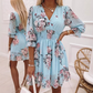 🌸💥 PROMO FLASH 50% ! Robe Trapèze Florale Col V – Légère, Smockée, Ourlet Volanté, 4 Couleurs, Tailles S-2XL, Idéale Été & Mariage 🌿