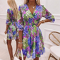 🌸💥 PROMO FLASH 50% ! Robe Trapèze Florale Col V – Légère, Smockée, Ourlet Volanté, 4 Couleurs, Tailles S-2XL, Idéale Été & Mariage 🌿