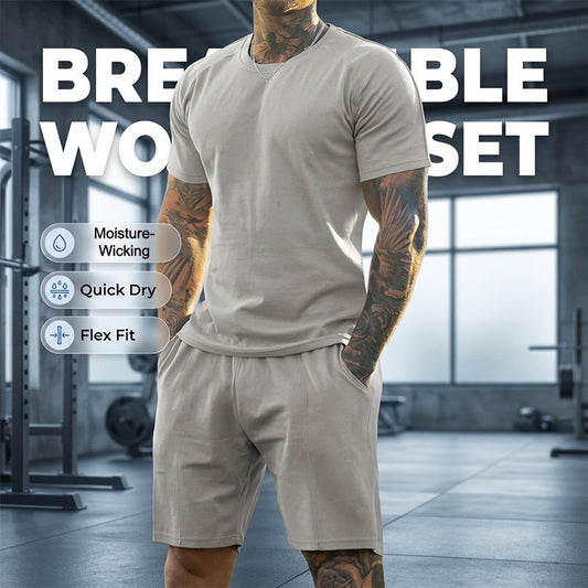 👕🩳 PROMO FLASH 50% ! Ensemble de Sport Homme 2 Pièces – T-shirt & Short Respirant, Technologie d'Évacuation d'Humidité, 6 Couleurs, Taille M-3XL, Parfait pour Course & Salle de Sport 💪