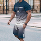 🌈👕 PROMO FLASH 50% ! Ensemble 2 Pièces Homme Dégradé – T-shirt & Short Respirant, Coupe Détendue, Style Sportif & Urbain Moderne 🩳