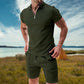 👕☀️ PROMO FLASH 50% ! Ensemble Été Homme 2 Pièces – T-shirt Col Revers & Short à Cordon, Léger Respirant, 6 Couleurs, Taille M-3XL 🩳