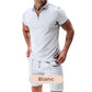 👕☀️ PROMO FLASH 50% ! Ensemble Été Homme 2 Pièces – T-shirt Col Revers & Short à Cordon, Léger Respirant, 6 Couleurs, Taille M-3XL 🩳