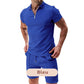 👕☀️ PROMO FLASH 50% ! Ensemble Été Homme 2 Pièces – T-shirt Col Revers & Short à Cordon, Léger Respirant, 6 Couleurs, Taille M-3XL 🩳