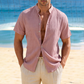👔🏖️ PROMO FLASH 50% ! Chemise Homme Col Montant Tissu Froissé – Polyester Léger Respirant, Coupe Décontractée, 10 Couleurs, Tailles S-2XL ✨