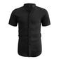 👔🏖️ PROMO FLASH 50% ! Chemise Homme Col Montant Tissu Froissé – Polyester Léger Respirant, Coupe Décontractée, 10 Couleurs, Tailles S-2XL ✨