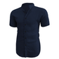 👔🏖️ PROMO FLASH 50% ! Chemise Homme Col Montant Tissu Froissé – Polyester Léger Respirant, Coupe Décontractée, 10 Couleurs, Tailles S-2XL ✨