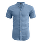 👔🏖️ PROMO FLASH 50% ! Chemise Homme Col Montant Tissu Froissé – Polyester Léger Respirant, Coupe Décontractée, 10 Couleurs, Tailles S-2XL ✨