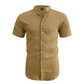 👔🏖️ PROMO FLASH 50% ! Chemise Homme Col Montant Tissu Froissé – Polyester Léger Respirant, Coupe Décontractée, 10 Couleurs, Tailles S-2XL ✨