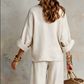 ✨🔥 PROMO FLASH 50% ! Ensemble 2 Pièces Femme – Haut Col V & Pantalon Large, Tissu Léger Polyester/Élasthanne, Style Chic & Naturel, Parfait pour Vacances & Quotidien 👒