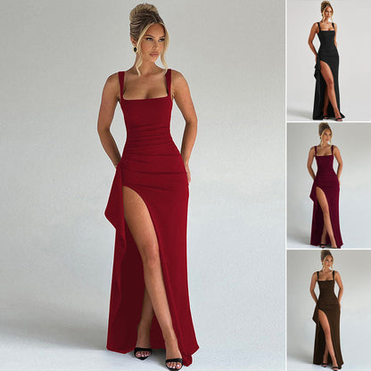 👗 PROMO LIMITÉE 50% DE RÉDUCTION ! ✨ Robe Moulante sans Manches – Encolure Carrée & Fente Latérale Audacieuse 💃