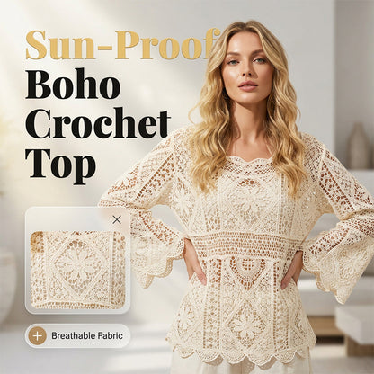 🦋✨ PROMO EXCLUSIVE 50% ! Cache-Maillot Crochet Romantique – Motifs Ajourés Délicats, Manches Évasées Fluides, Taille Unique 🌸