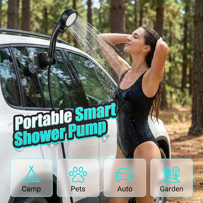 🚿💧 PROMO FLASH 50% ! Pompe de Douche Portable Intelligente – Rechargeable & Submersible, Haute Pression, Idéale Camping, Voyage, Jardin & Animaux ✨