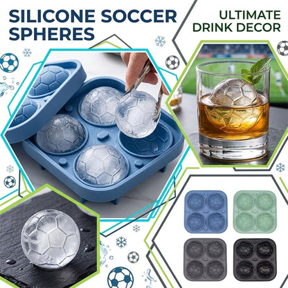 ⚽❄️ PROMO DERNIER JOUR 50% ! Moule à Glaçons Football Silicone – Boules 5,5cm, Fusion Lente, Design Anti-Fuite, 4 Couleurs, Parfait pour Soirées Match & Cocktails 🥂