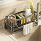 🔥🧽 PROMO FLASH 50% ! Organisateur d'Évier Multifonction – Porte-Éponge, Brosse & Torchon, Acier Carbone, Drainage Rapide, Gain de Place Maximal pour Cuisine ✨