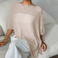 🔥 PROMO ! Top Poncho Col Bénitier Asymétrique Femme – Tissu Acétate Soyeux, Manches Chauve-Souris & Silhouette Fluide | Vert Noir Abricot
