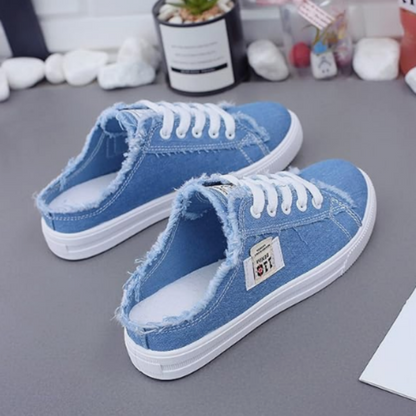 👟⏰ PROMO FLASH 50% ! Mules Baskets en Jean pour Femme – Enfiler Facile, Semelle Confortable, Style Effiloché Tendence, Parfaites pour l'Été & Look Décontracté ☀️