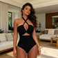 🏊‍♀️ PROMO EXCLUSIVE 50% ! 👙 Maillot 1 Pièce Femme Dos Nulé & Bretelles Croisées – Gainant, Volants & Tissu Confort 🌴