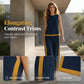 🎨 50% DE RÉDUCTION ! 👗 Ensemble Décontracté Sans Manches & Pantalon Large – Blocs de Couleur Contrastés, Tissu Fluide & Style Moderne – Parfait pour un Look Tendance et Confortable 🌿