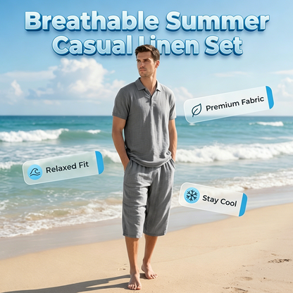 👔🌿 PROMO FLASH 50% ! Ensemble Homme Décontracté en Lin – Chemise & Pantalon, Respirant, 7 Couleurs, Taille S-3XL, Parfait pour l'Été & Vacances 🍃