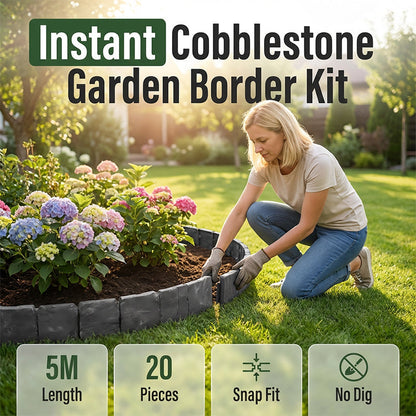 🌿🧱 PROMO FLASH 50% ! Kit Bordure de Jardin "Pavés" 5M – Installation Facile Sans Outils, Matériau Haute Résistance, 4 Couleurs, Pour Massifs, Allées & Décoration Extérieure ✨