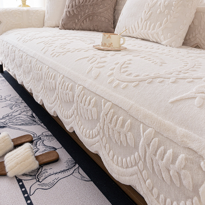 🏆 -50% ! 🛋️ Housse de Canapé Antidérapante en Fausse Fourrure de Lapin – Motif Gaufré & Silicone Anti-Glissement – Douce et Protectrice pour Salon 🐇