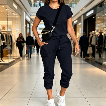 👕🩳 PROMO LIMITÉE 50% ! Ensemble de Survêtement/Homewear Femme 2 Pièces – Tissu Polyester Doux, Taille à Cordon, Poche, 7 Couleurs, Confort Optimal & Style Décontracté ✨