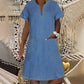 👗✨ PROMO FLASH 50% ! Robe Femme en Denim – Col en V, Manches Courtes, Coupe Décontractée, Tissu Léger & Polyvalent, Multi-Tailles pour l'Été & le Quotidien 🌞