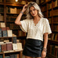 👗 PROMO LIMITÉE 50% DE RÉDUCTION ! ✨ Haut Jacquard pour Femme à Col en V et Manches Papillon – Élégant, Texturé & Polyvalent 🦋