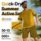 👕🔥 PROMO FLASH 53% ! Ensemble Sport Homme Imprimé Jaune Vif – Tissu Respirant & Sèche-Rapide, Coupe Décontractée, Style Urbain & Plage 📢