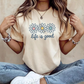👕✨ PROMO FLASH 50% ! T-Shirt "Life is Good" avec Motif Marguerite – 100% Coton, Coupe Décontractée, Message Positif, Basique Polyvalent 🌼