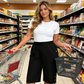 👖🌸 PROMO FLASH 50% ! Pantalon Capri Femme Décontracté – Taille Élastique, 6 Couleurs, 6 Tailles, Tissu Polyester Respirant, Parfait Quotidien & Sorties ✨