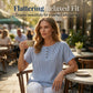 🥳🔥 PROMO FLASH 50% ! T-shirt Femme Henley Rayé Décontracté – Col Boutonné, Tissu Léger, Coupe Confy, Style Bohème Chic pour l'Été 💞