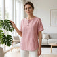 🥳🔥 PROMO FLASH 50% ! T-shirt Femme Henley Rayé Décontracté – Col Boutonné, Tissu Léger, Coupe Confy, Style Bohème Chic pour l'Été 💞