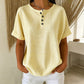 🥳🔥 PROMO FLASH 50% ! T-shirt Femme Henley Rayé Décontracté – Col Boutonné, Tissu Léger, Coupe Confy, Style Bohème Chic pour l'Été 💞