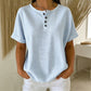🥳🔥 PROMO FLASH 50% ! T-shirt Femme Henley Rayé Décontracté – Col Boutonné, Tissu Léger, Coupe Confy, Style Bohème Chic pour l'Été 💞