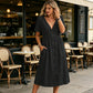 🌸☀️ PROMO FLASH 50% ! Robe d'Été Col V & Boutons Femme – Taille Empire, Tissu Respirant, Poches Latérales, 4 Coloris, Tailles S-3XL, Idéale Quotidien & Rendez-vous ✨