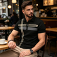 👕🌊 PROMO FLASH 50% ! Haut Homme à Manches Courtes Rayé – Col Claudine, Tissu Polyester Respirant & Infroissable, Coupe Ajustée Sportive, 5 Couleurs, Parfait pour l'Été & le Quotidien ✨