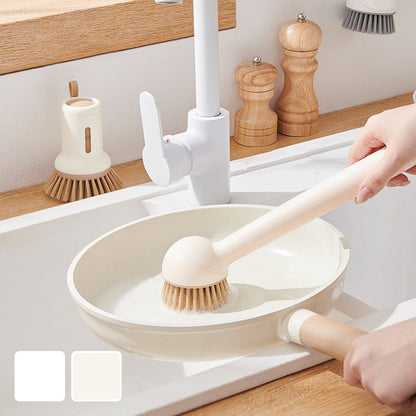 🔥 -50% IMMÉDIAT ! 🍳 Ensemble de Brosses à Casserole Pivotantes à Suspendre – Manche Long Réglable 6 Positions & Manche Court Anti-Fuite – Poils Courbés pour un Nettoyage Efficace – Idéal pour Casseroles, Poêles et Éviers – Blanc et Beige 🧽✨