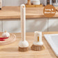 🔥 -50% IMMÉDIAT ! 🍳 Ensemble de Brosses à Casserole Pivotantes à Suspendre – Manche Long Réglable 6 Positions & Manche Court Anti-Fuite – Poils Courbés pour un Nettoyage Efficace – Idéal pour Casseroles, Poêles et Éviers – Blanc et Beige 🧽✨