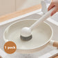 🔥 -50% IMMÉDIAT ! 🍳 Ensemble de Brosses à Casserole Pivotantes à Suspendre – Manche Long Réglable 6 Positions & Manche Court Anti-Fuite – Poils Courbés pour un Nettoyage Efficace – Idéal pour Casseroles, Poêles et Éviers – Blanc et Beige 🧽✨