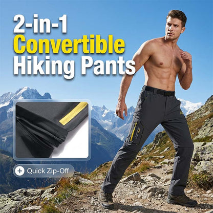 🏔️👖 PROMO FLASH 50% ! Pantalon de Randonnée Convertible 2-en-1 Homme – Tissu Respirant, Jambes Détachables, Poches Zippées, Ceinture Incluse ⛰️