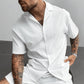 👔 PROMO FLASH 50% ! ☀️ Chemise Homme à Manches Courtes & Col Camp – Tissu Texturé Froissé, Léger & Respirant – Coupe Décontractée 🌴