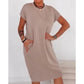 👗 PROMO LIMITÉE -50% ! 🌸 Robe T-Shirt Femme Midi – Tissu Doux Respirant, Poches Cachées, Coupe Ample Flatteuse · Beige, Noir, Rose · S–5XL ☁️