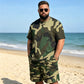 🔥 VENTE ÉCLAIR 50% ! 🎽 Set Sport Homme Imprimé Militaire – T-shirt & Short Coordonnés, Confort & Style Urbain 🌿