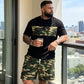🔥 VENTE ÉCLAIR 50% ! 🎽 Set Sport Homme Imprimé Militaire – T-shirt & Short Coordonnés, Confort & Style Urbain 🌿
