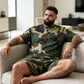 🔥 VENTE ÉCLAIR 50% ! 🎽 Set Sport Homme Imprimé Militaire – T-shirt & Short Coordonnés, Confort & Style Urbain 🌿